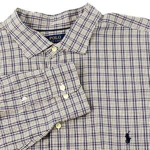 Polo Ralph Lauren Performance Shirt Mens 3XB Blue Red Plaid Long Sleeve Stretch